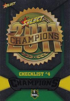 2011 NRL Champions - Silver Parallel #SP4 Checklist #4 Front